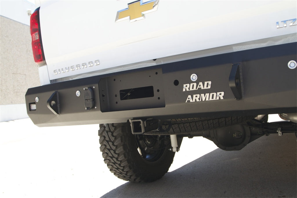 Road Armor 31200B Stealth Winch Rear Bumper for Select Chevrolet Silverado 1500, Chevrolet Silverado HD, Chevrolet Silverado HD, GMC Sierra 1500, GMC Sierra Limited, GMC Sierra HD, GMC Sierra HD