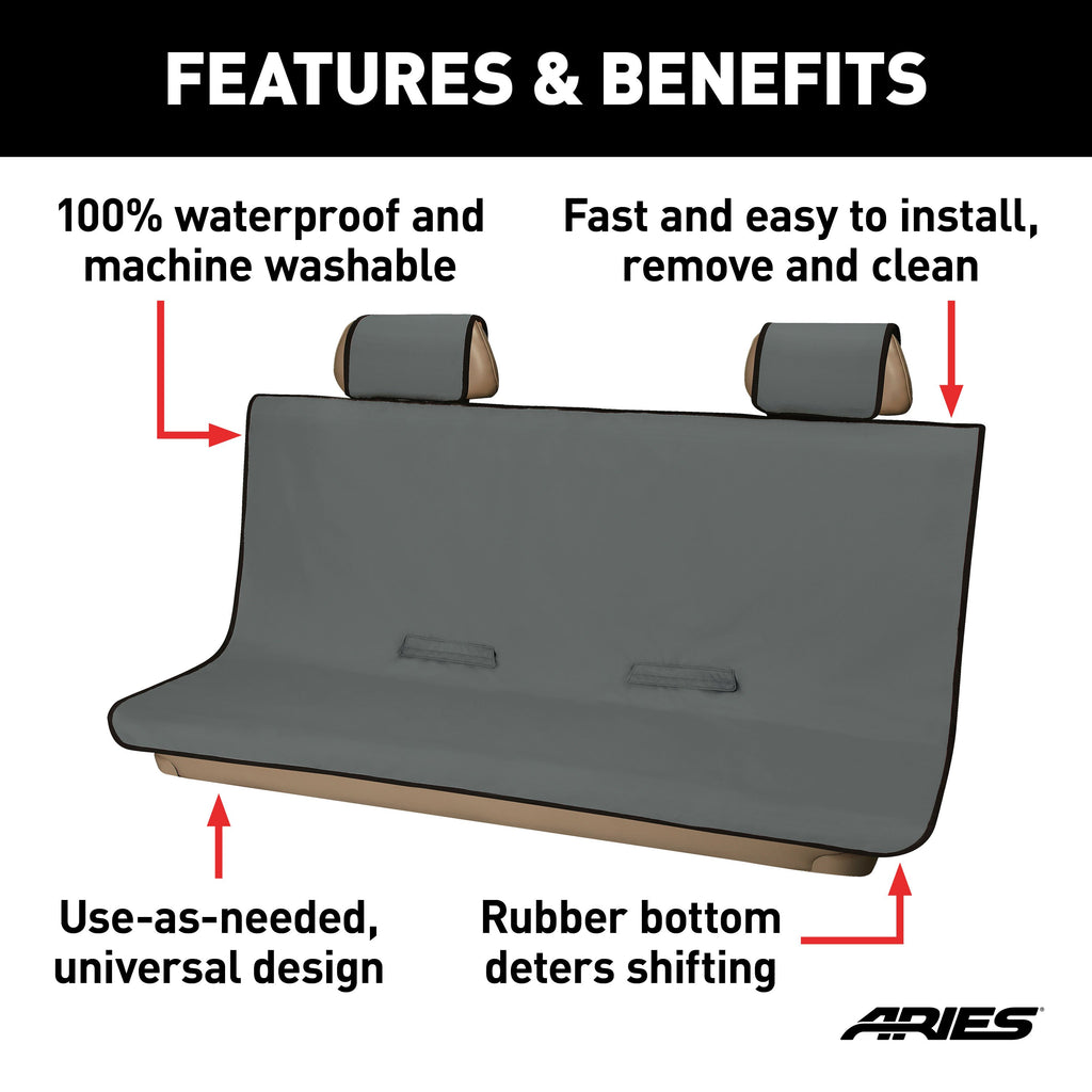 ARIES 3147-01 Seat Defender 58" x 63" Removable Waterproof Grey XL Bench Seat Cover