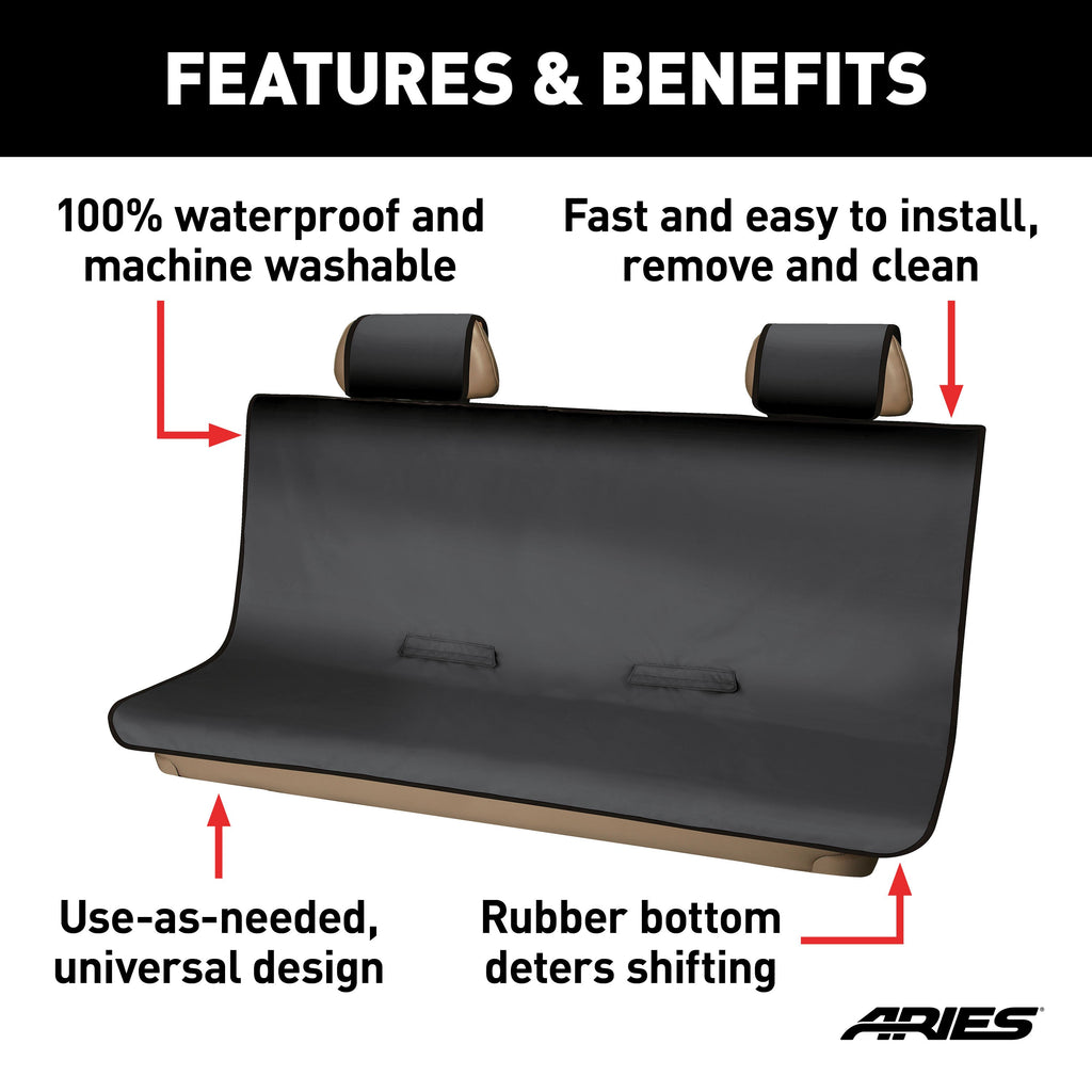 ARIES 3147-09 Seat Defender 58" x 63" Removable Waterproof Black XL Bench Seat Cover