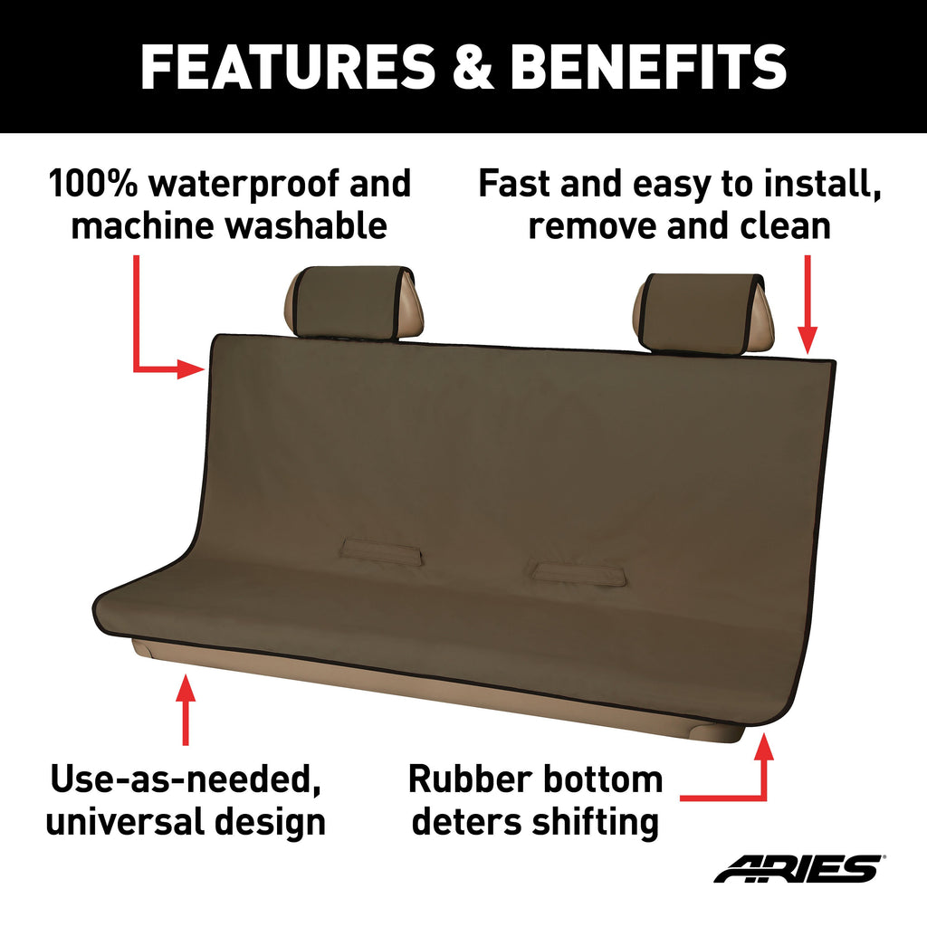ARIES 3147-18 Seat Defender 58" x 63" Removable Waterproof Brown XL Bench Seat Cover