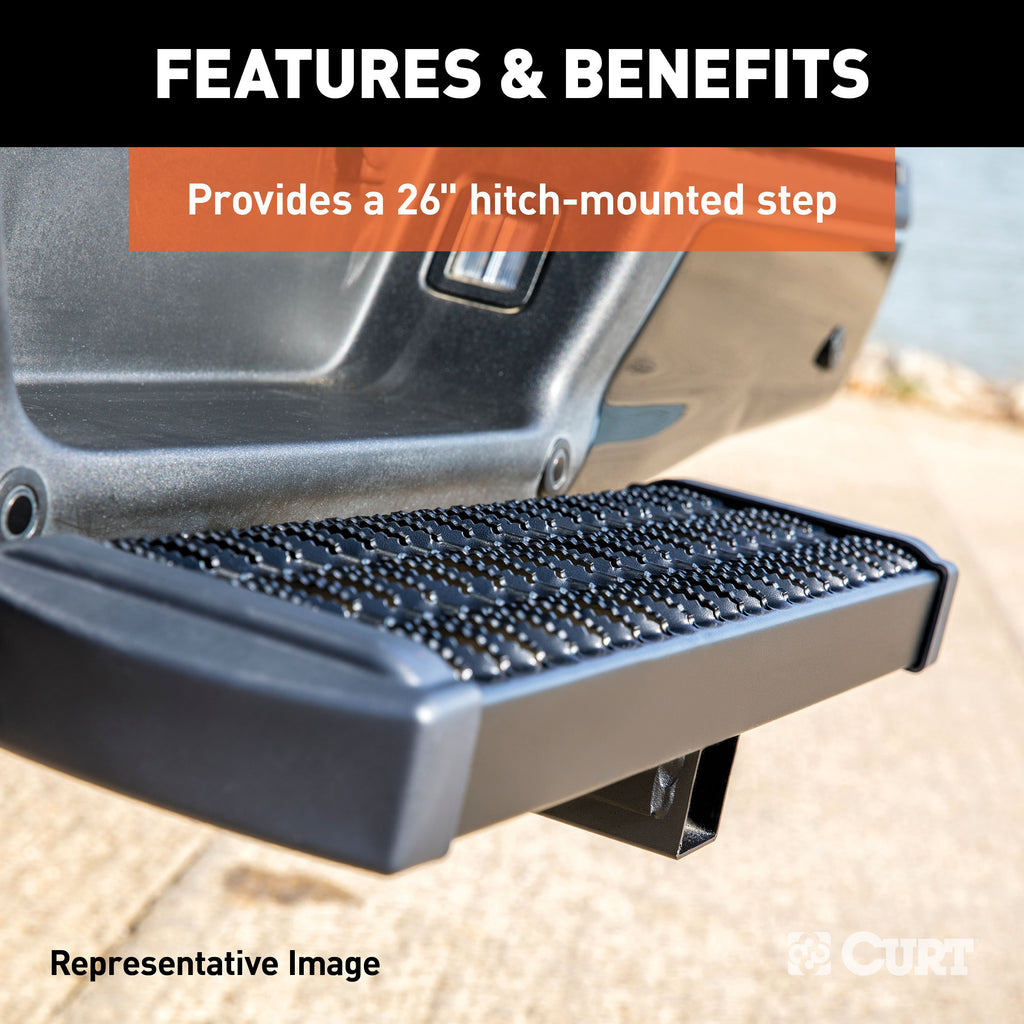 CURT 32002 Grip Step Receiver Hitch Step with 6" Drop