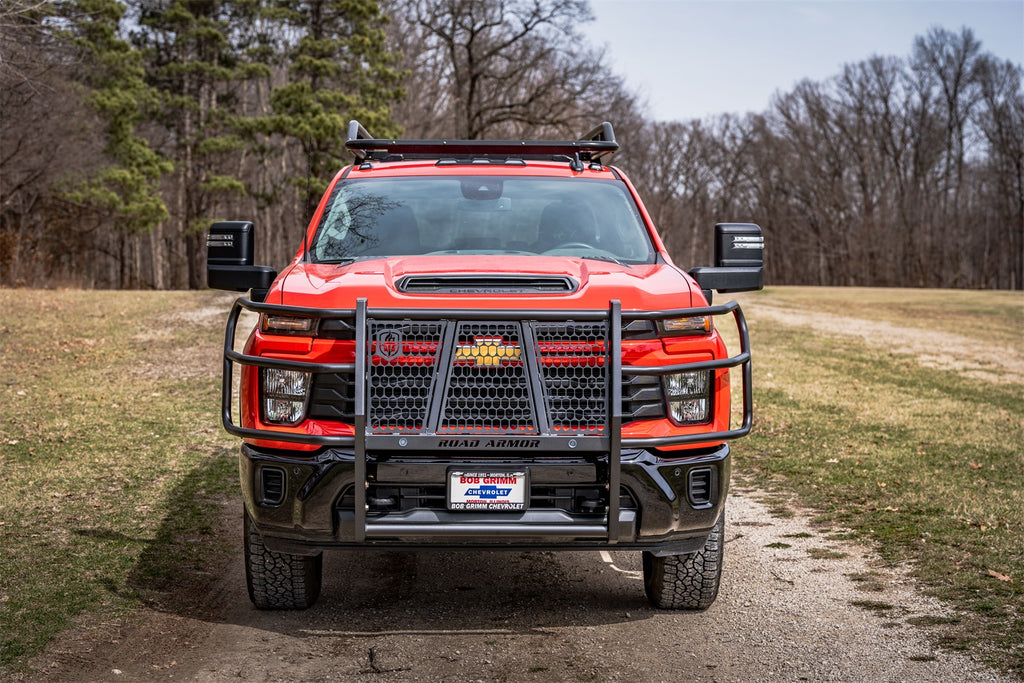 Road Armor 3202-BRSH Vaquero Grille Guard for Select Chevrolet Silverado HD, Chevrolet Silverado HD