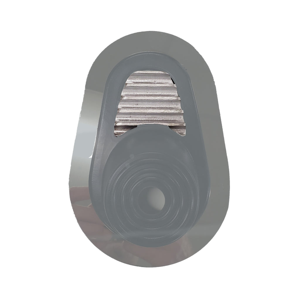Borgeson 32561918-5 Finned aluminum style decorative insert for teardrop style boot polished finish.