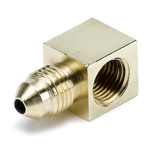 Load image into Gallery viewer, AutoMeter 3270 FITTING, ADAPTER, 90?, 1/8" NPTF FEMALE TO -3AN MALE, BRASS