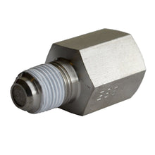 Load image into Gallery viewer, AutoMeter 3279 FITTING, SNUBBER ADAPTER, 1/8" NPT FEMALE TO 1/8" NPT MALE, SST, FOR FUEL PRESS