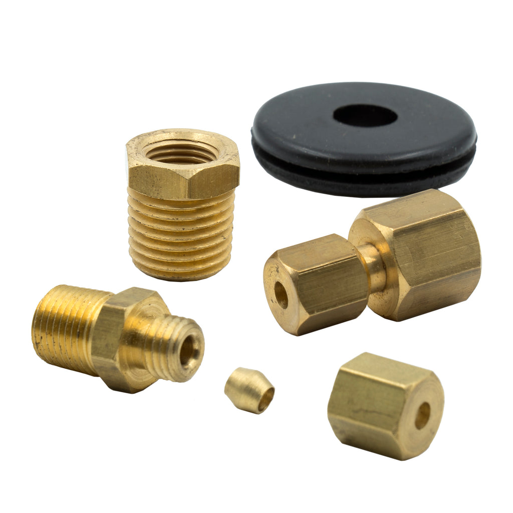 AutoMeter 3290 FITTING KIT, 1/8" NPTF COMPRESSION TO 1/8" LINE, BRASS