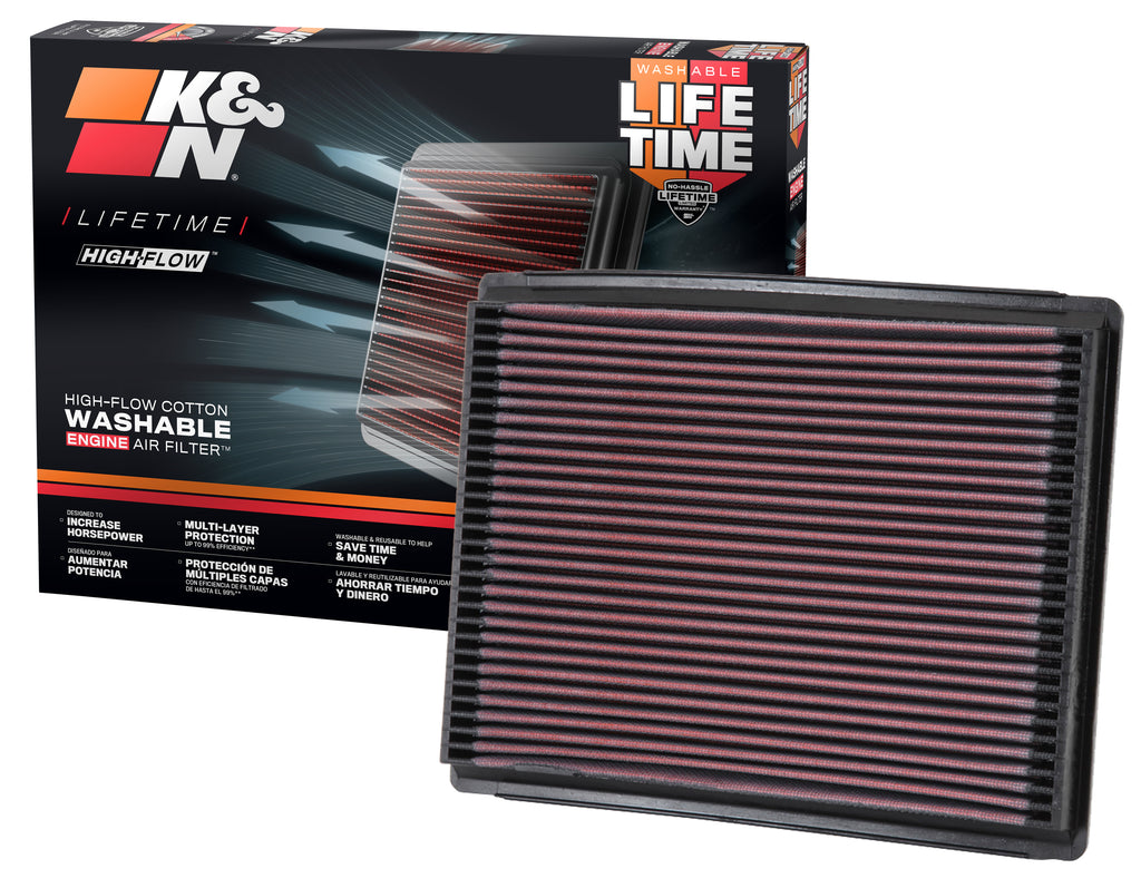 K&N 33-2015 Replacement Air Filter for Select Ford Mustang, Ford Thunderbird, Lincoln Continental, Lincoln Mark VII, Mercury Capri, Mercury Cougar