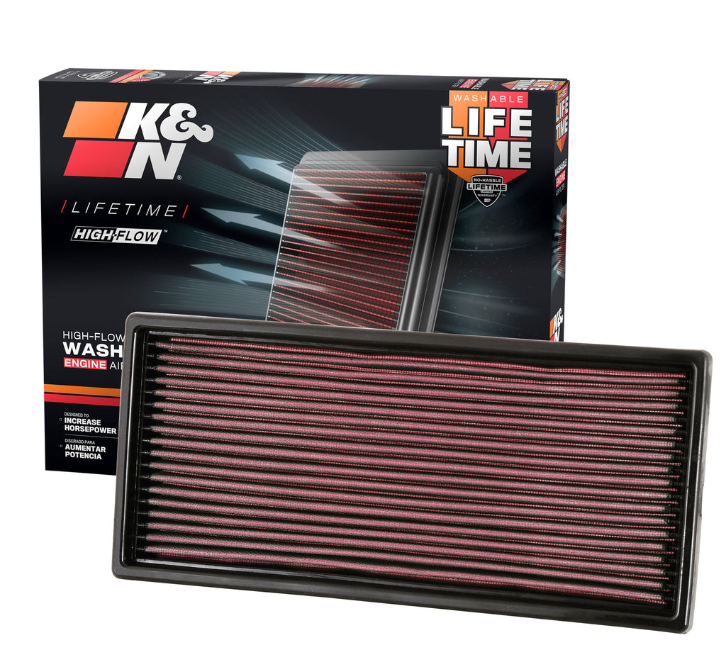 K&N 33-2023 Replacement Air Filter for Select Ford Bronco, Ford E-150 Econoline, Ford E-150 Econoline Club Wagon, Ford E-250 Econoline, Ford E-250 Econoline Club Wagon, Ford E-350 Econoline, Ford E-350 Econoline Club Wagon, Ford F-150, Ford F-250, Ford