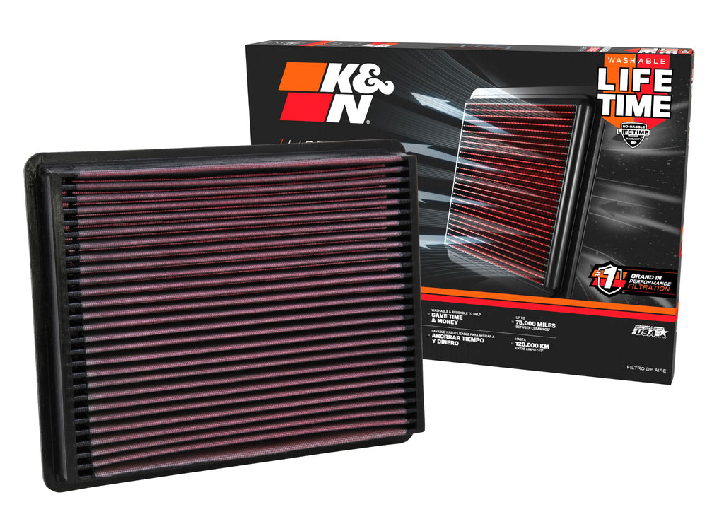 K&N 33-2135 Replacement Air Filter for Select Cadillac Escalade, Cadillac Escalade ESV, Cadillac Escalade EXT, Chevrolet Avalanche, Chevrolet Avalanche 2500, Chevrolet C3500HD, Chevrolet Silverado 1500, Chevrolet Silverado Classic, Chevrolet Silverado