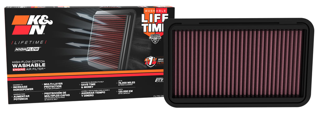 K&N 33-2260 Replacement Air Filter for Select Lexus ES300, Lexus ES330, Lexus RX330, Lexus RX350, Toyota Camry, Toyota Highlander, Toyota Sienna, Toyota Solara
