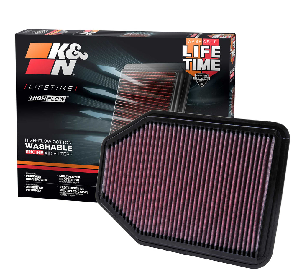 K&N 33-2364 Replacement Air Filter for Select Jeep Wrangler, Jeep Wrangler JK