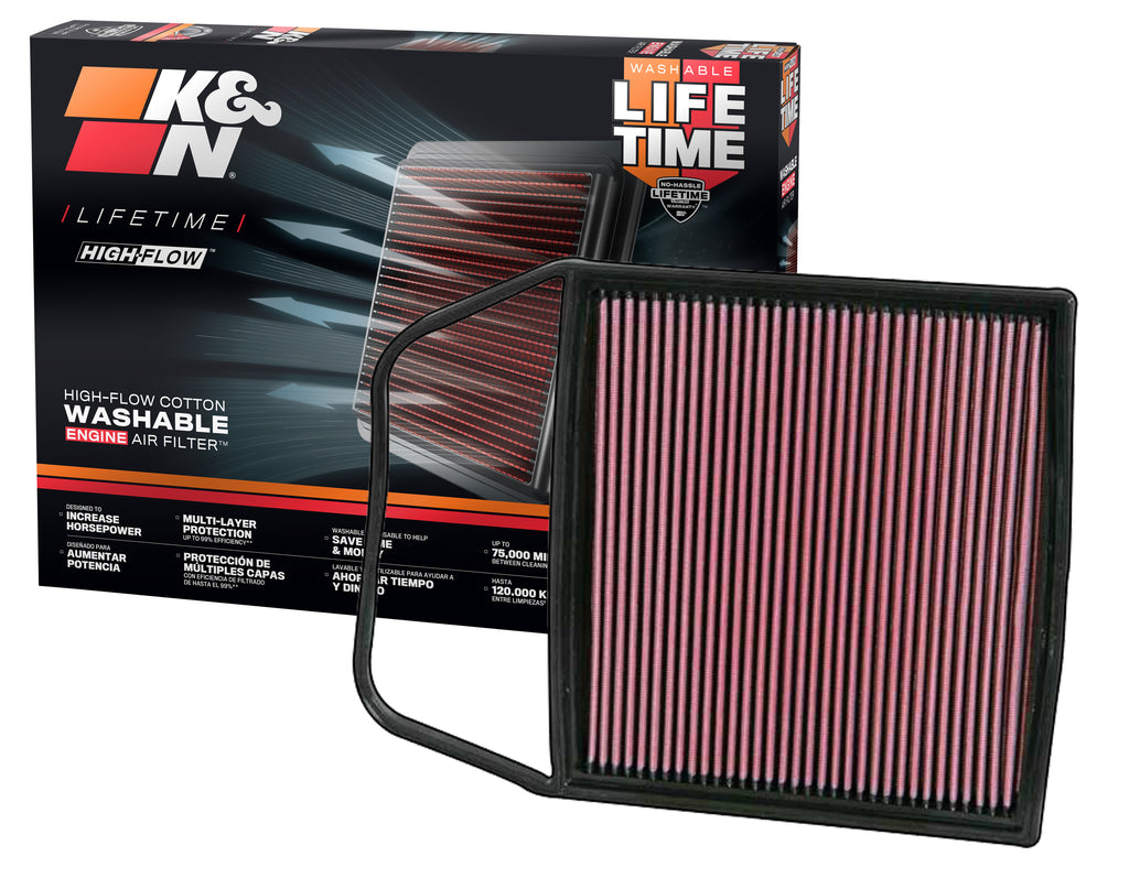 K&N 33-2367 Replacement Air Filter for Select BMW 1 Series M, BMW 135i, BMW 325i, BMW 335i, BMW 335i xDrive, BMW 335is, BMW 335xi, BMW 535i, BMW 535i xDrive, BMW 535xi, BMW Z4