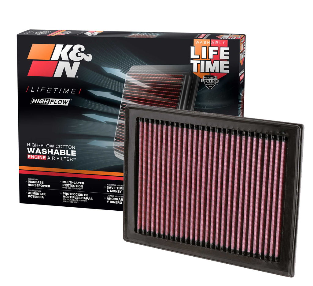K&N 33-2409 Replacement Air Filter for Select INFINITI FX35, INFINITI FX37, INFINITI FX50, INFINITI M56, INFINITI Q50, INFINITI Q60, INFINITI Q70, INFINITI Q70L, INFINITI QX70, Nissan Juke, Nissan Rogue, Nissan Rogue Select, Nissan Sentra, Nissan Tsuru,