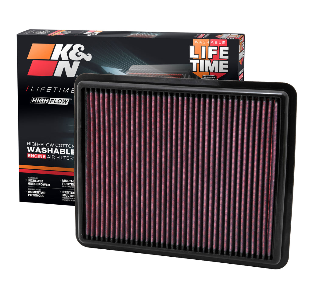 K&N 33-2448 Replacement Air Filter for Select Hyundai Azera, Hyundai Santa Fe, Hyundai Sonata, Kia Cadenza, Kia Optima, Kia Sorento