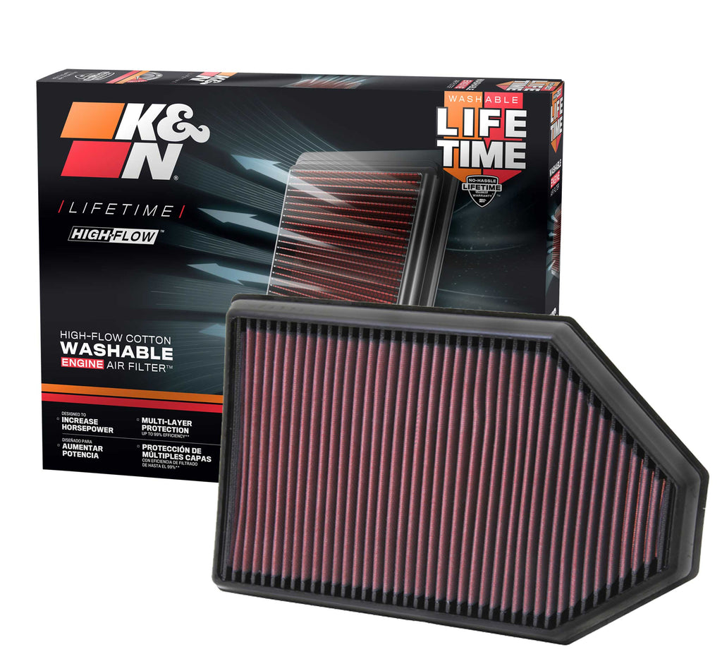 K&N 33-2460 Replacement Air Filter for Select Chrysler 300, Dodge Challenger, Dodge Charger