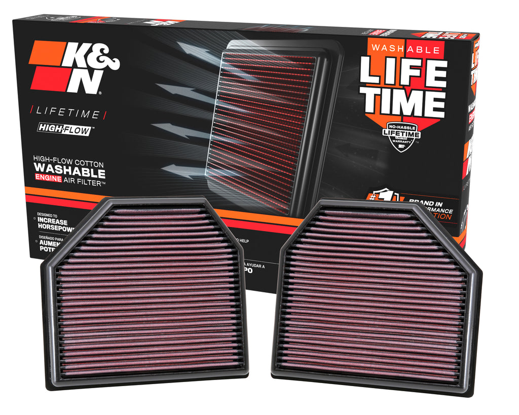 K&N 33-2488 Replacement Air Filter for Select BMW M2, BMW M3, BMW M4, BMW M5, BMW M6, BMW M6 Gran Coupe