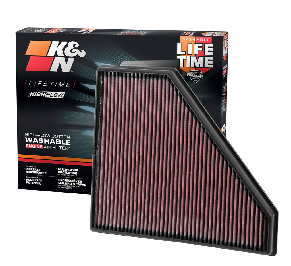 K&N 33-2496 Replacement Air Filter for Select Cadillac ATS, Cadillac CTS, Chevrolet Camaro