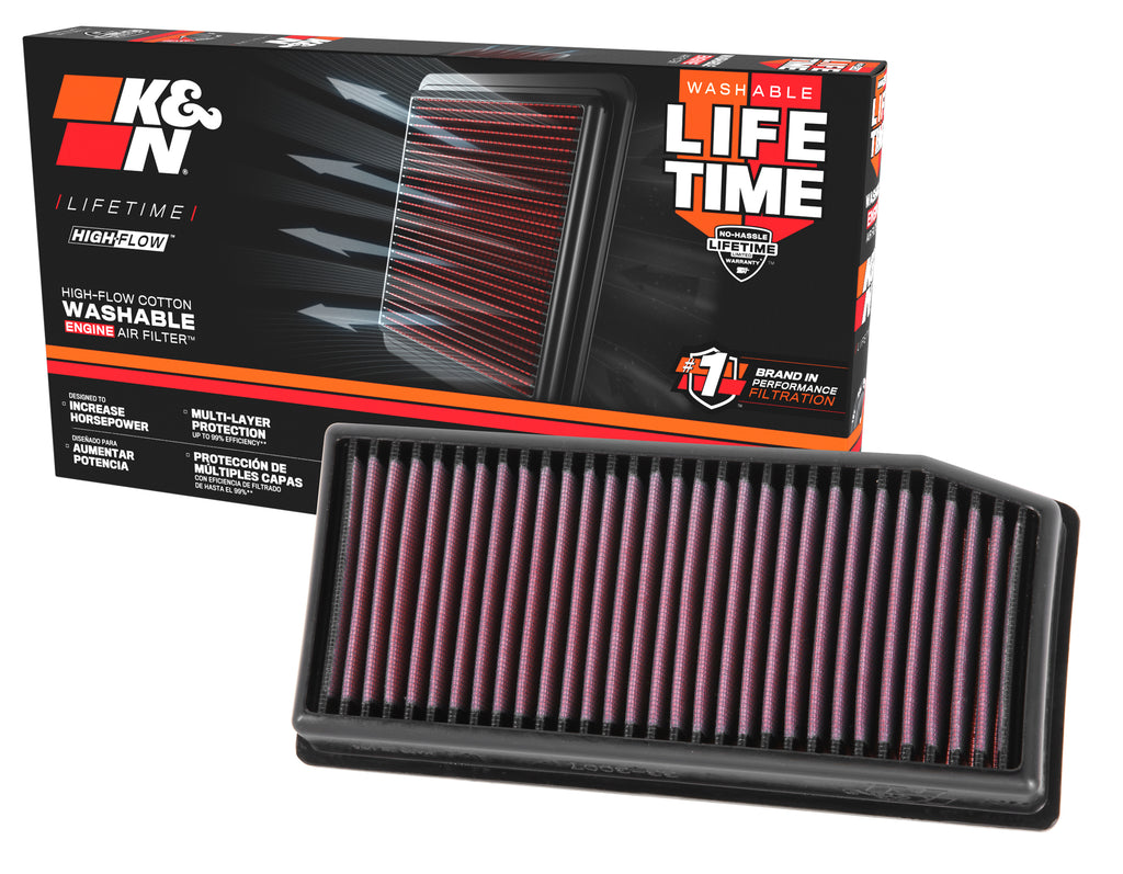 K&N 33-3007 Replacement Air Filter for Select Renault Captur, Renault Clio, Renault Duster, Renault Logan, Renault Sandero