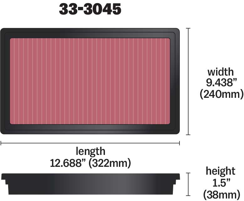 K&N 33-3045 Replacement Air Filter for Select Mitsubishi L200, Toyota Hilux