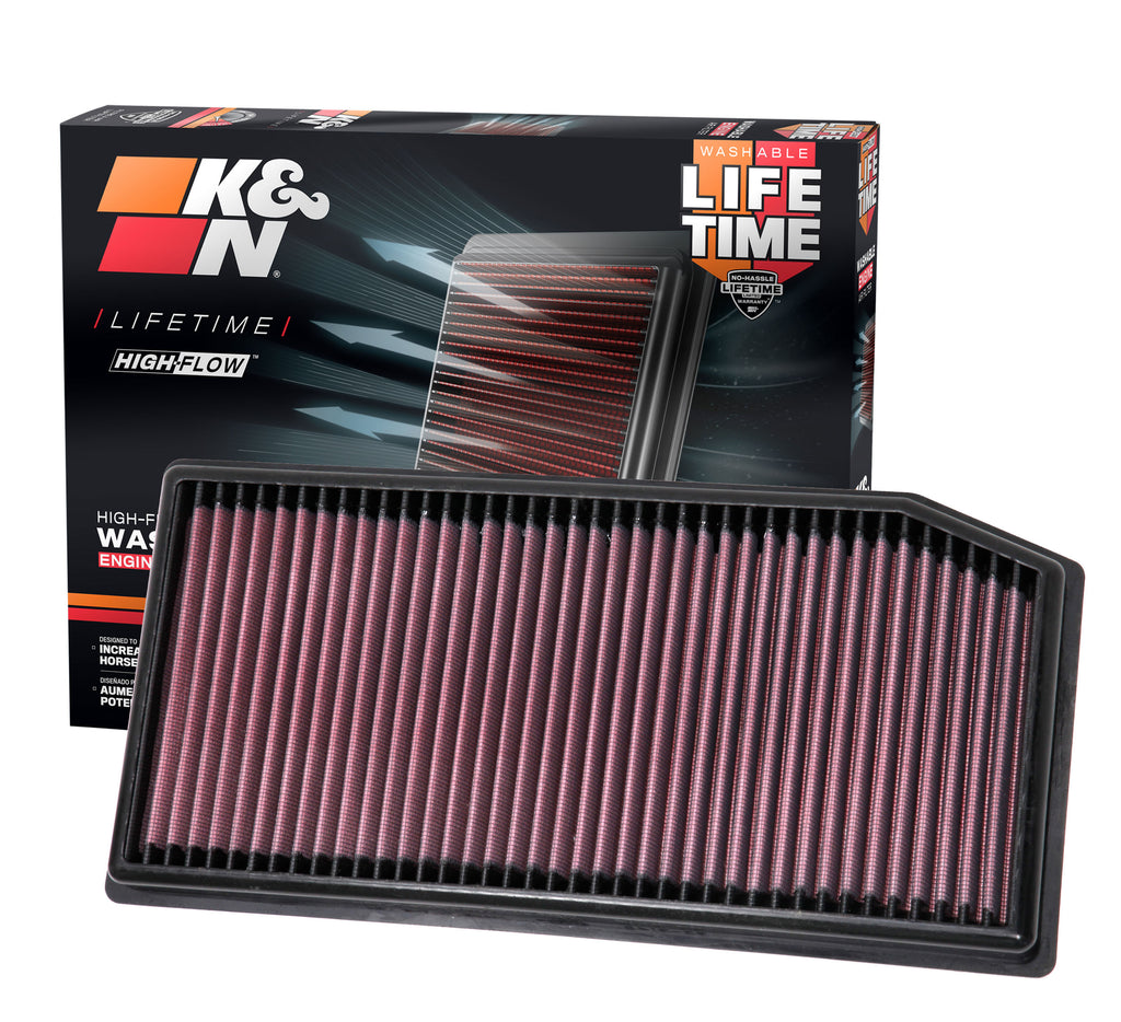 K&N 33-3142 Replacement Air Filter for Select Mercedes-Benz C180, Mercedes-Benz C200, Mercedes-Benz C300, Mercedes-Benz CLS350, Mercedes-Benz E200, Mercedes-Benz E300, Mercedes-Benz E350, Mercedes-Benz GLC300, Mercedes-Benz GLC300e, Mercedes-Benz GLE350