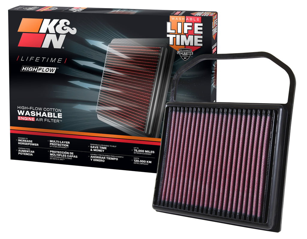 K&N 33-5032 Replacement Air Filter for Select Mercedes-Benz C400, Mercedes-Benz C43 AMG, Mercedes-Benz C450 AMG, Mercedes-Benz CLS400, Mercedes-Benz E400, Mercedes-Benz E43 AMG, Mercedes-Benz E450, Mercedes-Benz GL450, Mercedes-Benz GLC43 AMG,