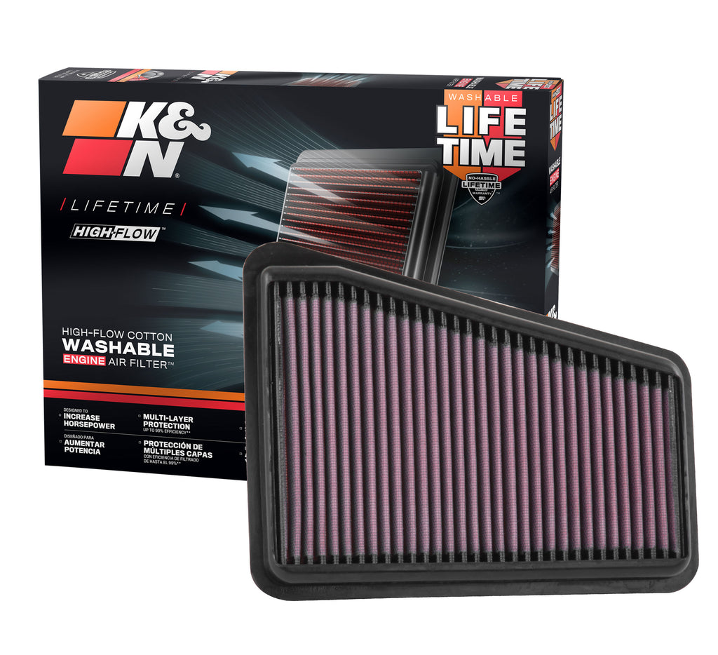 K&N 33-5068 Replacement Air Filter for Select Genesis G70, Kia Stinger