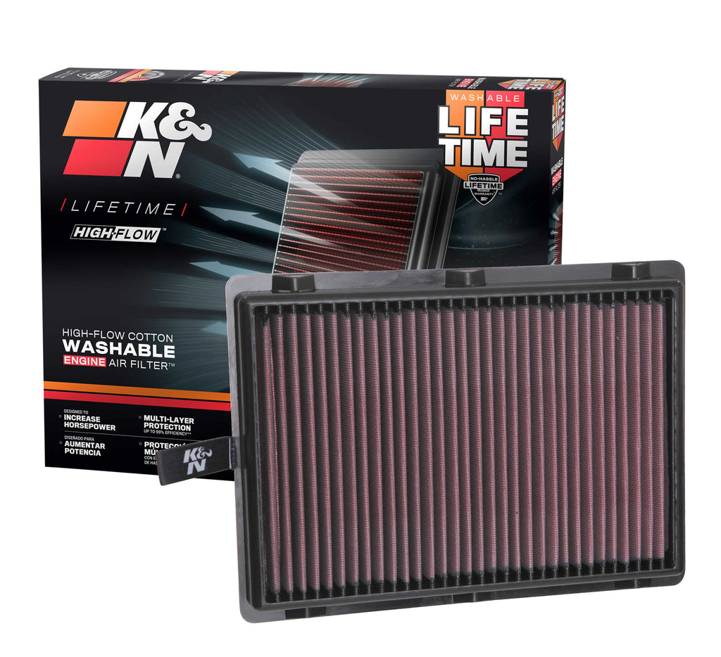 K&N 33-5075 Replacement Air Filter for Select Hyundai Palisade, Hyundai Santa Fe, Hyundai Santa Fe Sport, Kia Sedona, Kia Sorento, Kia Telluride