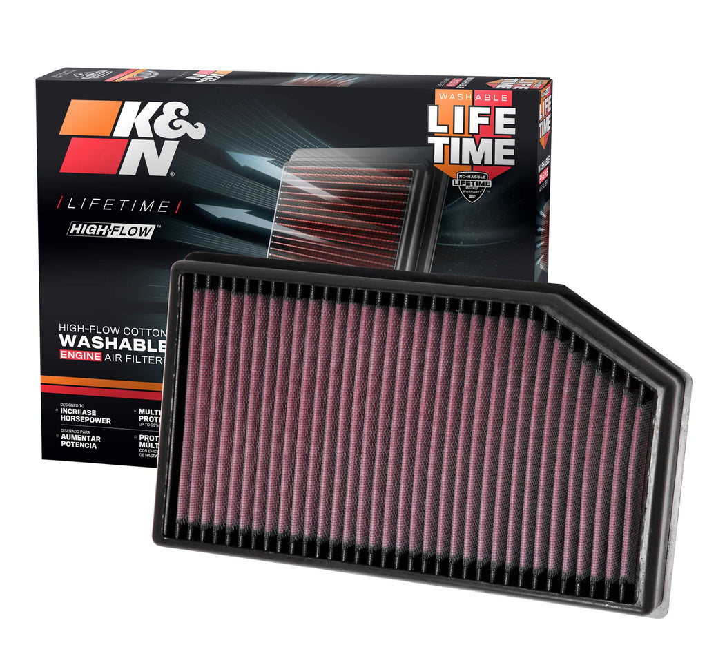 K&N 33-5076 Replacement Air Filter for Select Jeep Gladiator, Jeep Wrangler