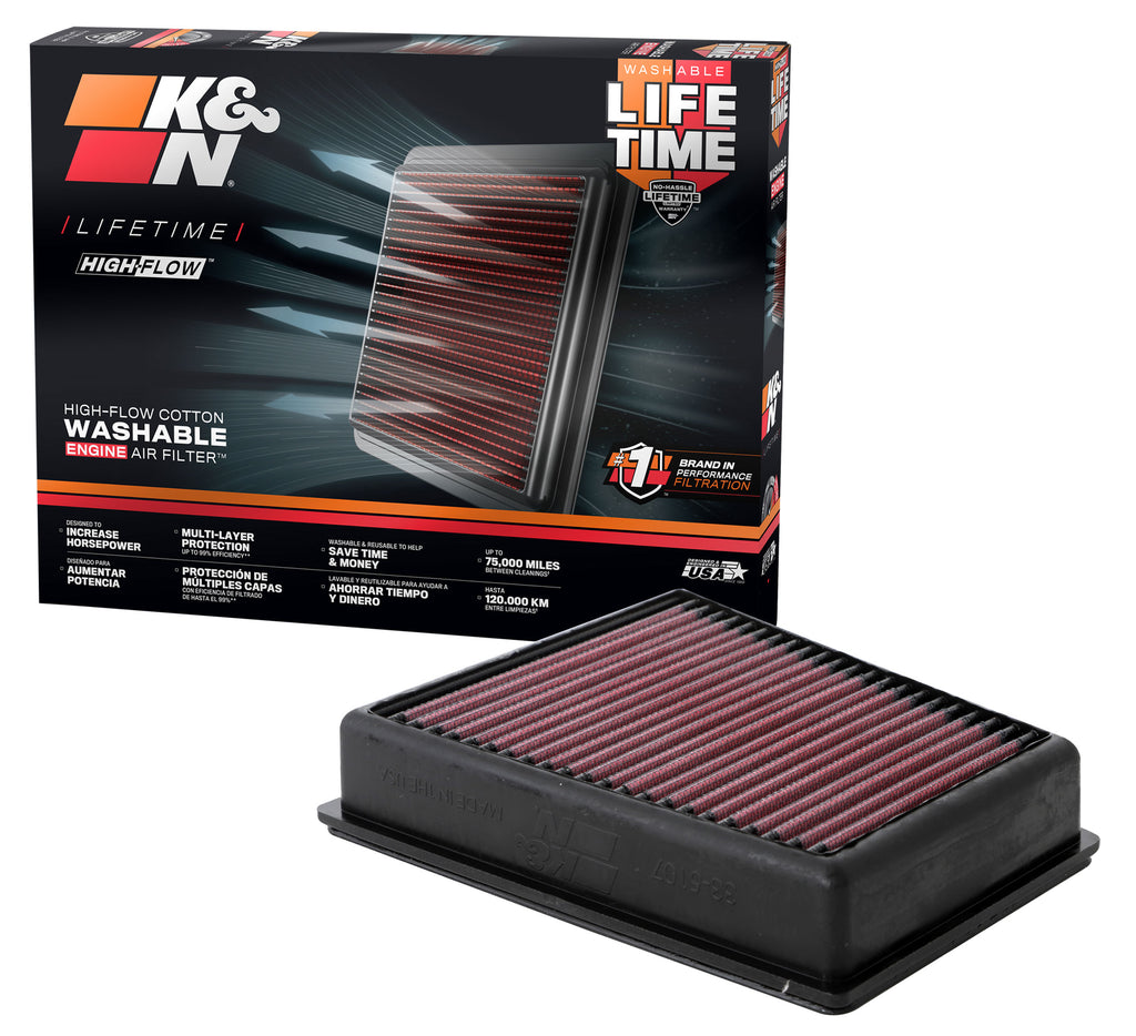 K&N 33-5107 Replacement Air Filter for Select Buick Encore GX, Buick Envista, Chevrolet Trailblazer, Chevrolet Trax