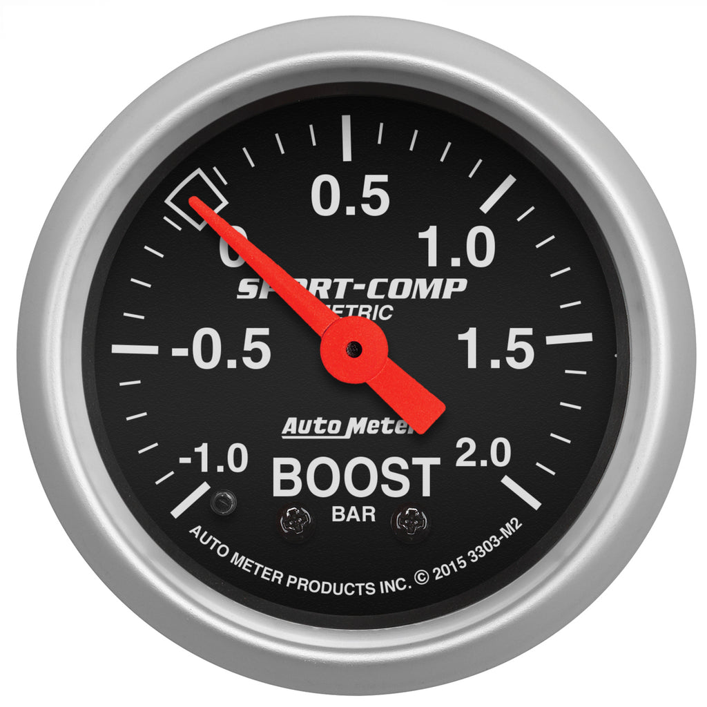 AutoMeter 3303-M2 GAUGE, VAC/BOOST, 2 1/16", -1 - +2 BAR, MECHANICAL, SPORT-COMP