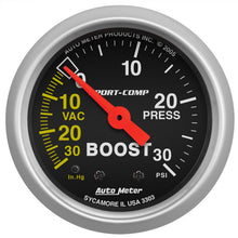Load image into Gallery viewer, AutoMeter 3303 GAUGE, VAC/BOOST, 2 1/16", 30INHG-30PSI, MECHANICAL, SPORT-COMP