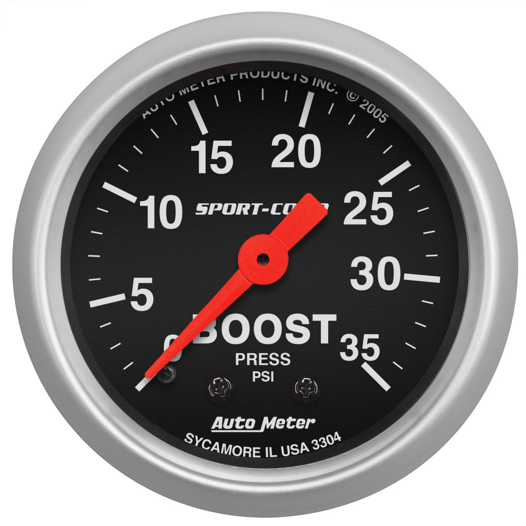 AutoMeter 3304 GAUGE, BOOST, 2 1/16", 35PSI, MECHANICAL, SPORT-COMP