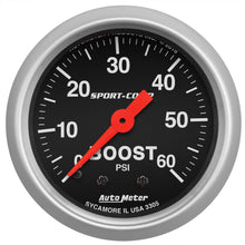 Load image into Gallery viewer, AutoMeter 3305 GAUGE, BOOST, 2 1/16", 60PSI, MECHANICAL, SPORT-COMP
