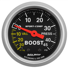 Load image into Gallery viewer, AutoMeter 3308 GAUGE, VAC/BOOST, 2 1/16", 30INHG-45PSI, MECHANICAL, SPORT-COMP