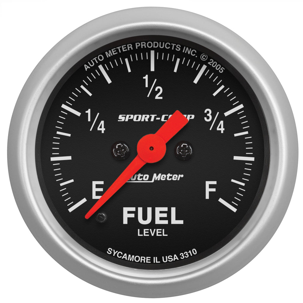 AutoMeter 3310 GAUGE, FUEL LEVEL, 2 1/16", 0-280O PROGRAMMABLE, SPORT-COMP