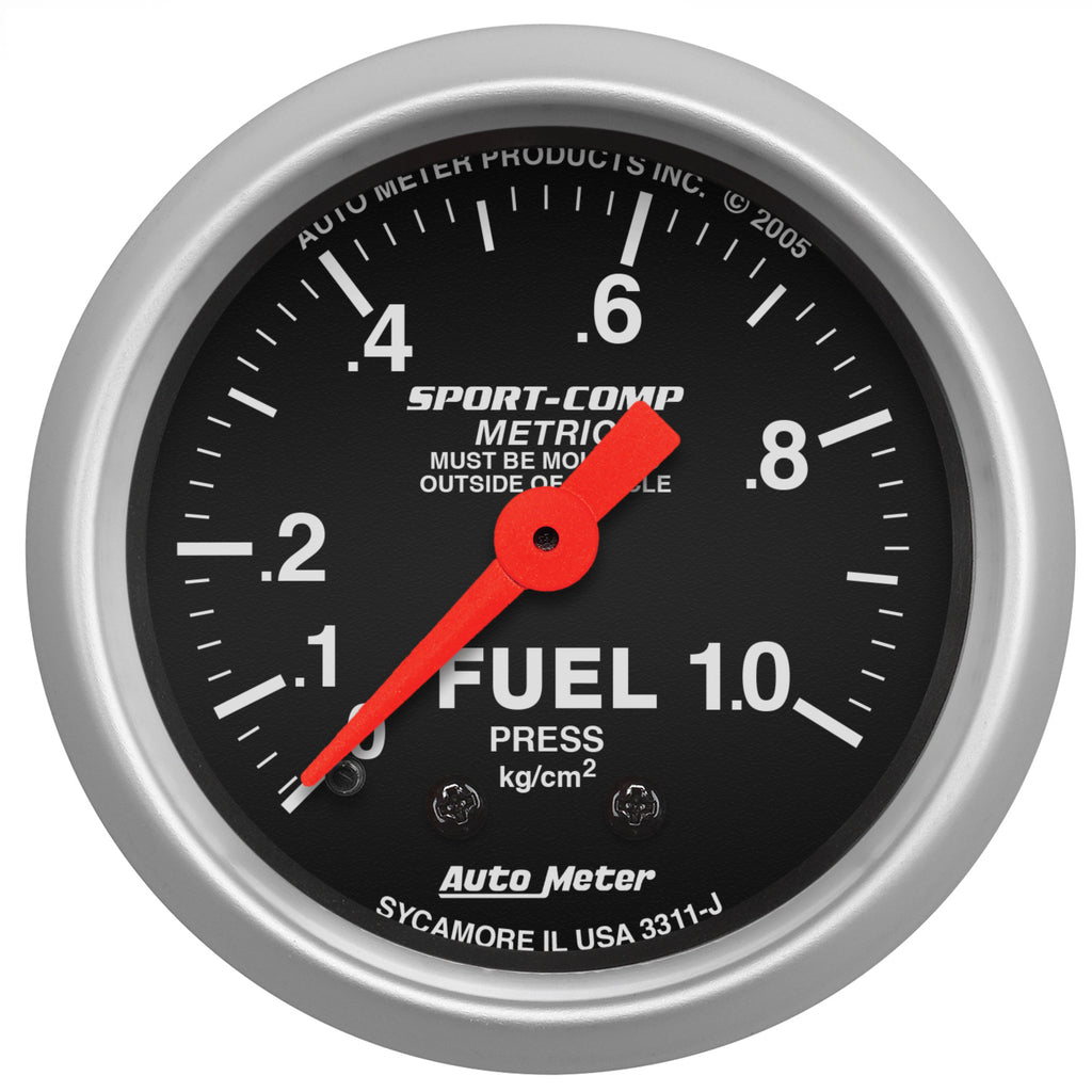 AutoMeter 3311-J GAUGE, FUEL PRESSURE, 2 1/16", 1.0KG/CM2, MECHANICAL, SPORT-COMP