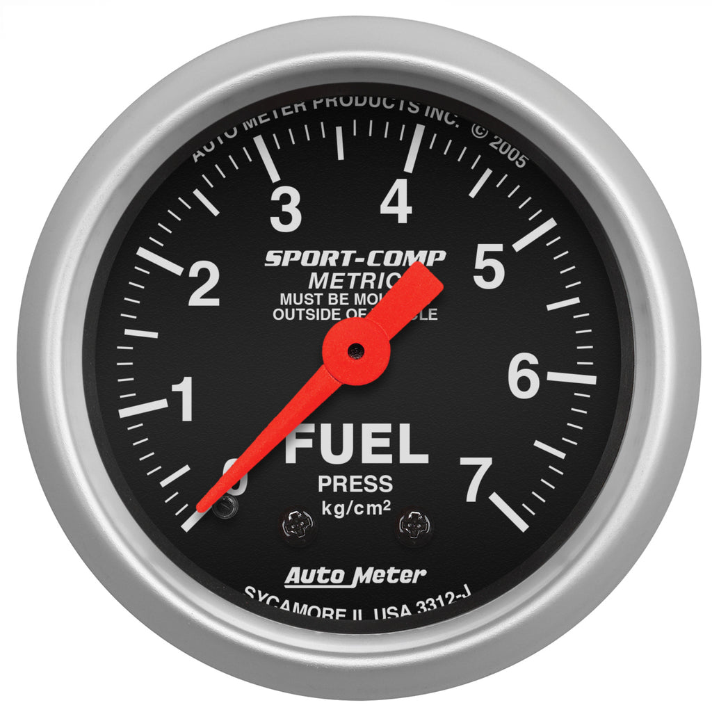 AutoMeter 3312-J GAUGE, FUEL PRESSURE, 2 1/16", 7.0KG/CM2, MECHANICAL, SPORT-COMP