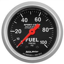 Load image into Gallery viewer, AutoMeter 3312 GAUGE, FUEL PRESSURE, 2 1/16", 100PSI, MECHANICAL, SPORT-COMP