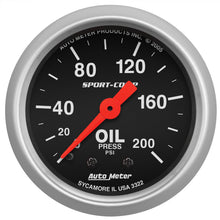 Load image into Gallery viewer, AutoMeter 3322 GAUGE, OIL PRESSURE, 2 1/16", 200PSI, MECHANICAL, SPORT-COMP