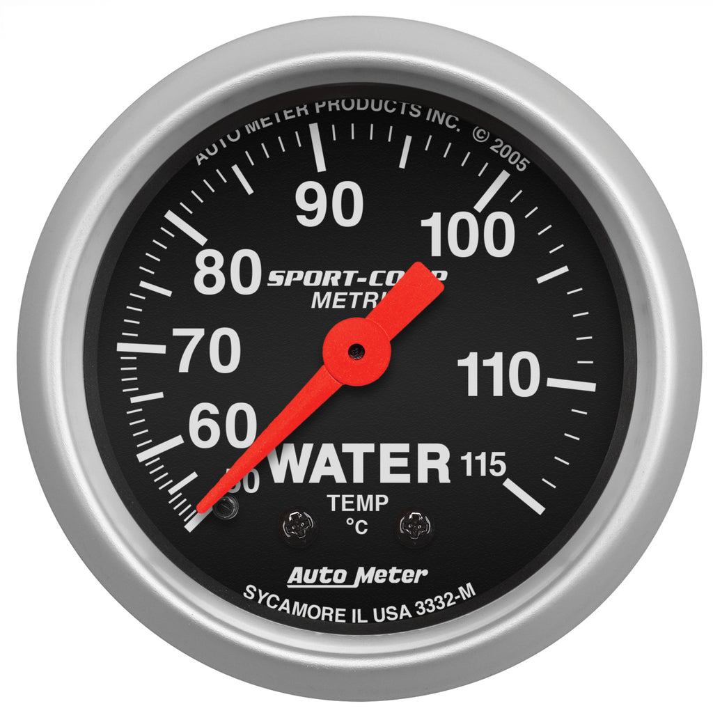 AutoMeter 3332-M GAUGE, WATER TEMP, 2 1/16", 50-115?C, MECHANICAL, SPORT-COMP