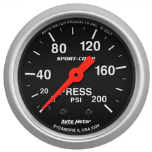 Load image into Gallery viewer, AutoMeter 3334 GAUGE, PRESSURE, 2 1/16", 200PSI, MECHANICAL, SPORT-COMP