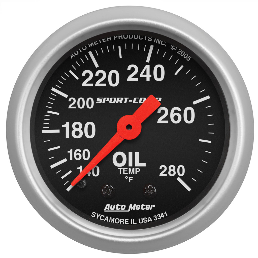 AutoMeter 3341 GAUGE, OIL TEMP, 2 1/16", 140-280?F, MECHANICAL, SPORT-COMP