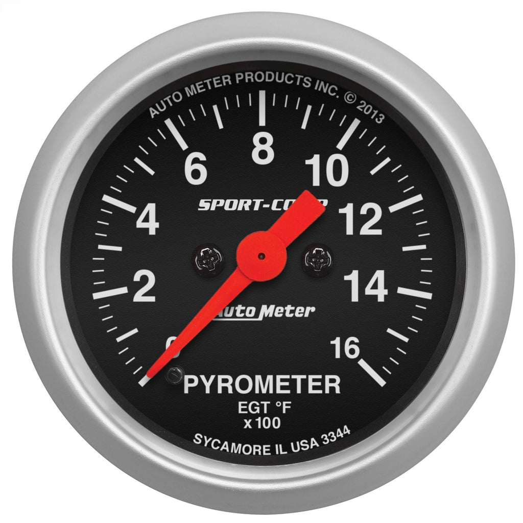 AutoMeter 3344 GAUGE, PYROMETER (EGT), 2 1/16", 1600?F, DIGITAL STEPPER MOTOR, SPORT-COMP