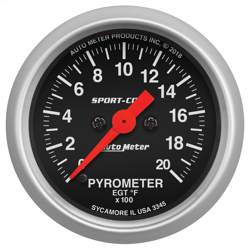AutoMeter 3345 GAUGE, PYROMETER (EGT), 2 1/16", 2000?F, DIGITAL STEPPER MOTOR, SPORT-COMP