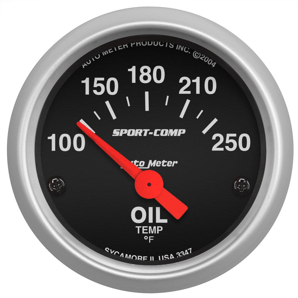 AutoMeter 3347 GAUGE, OIL TEMP, 2 1/16", 100-250?F, ELECTRIC, SPORT-COMP