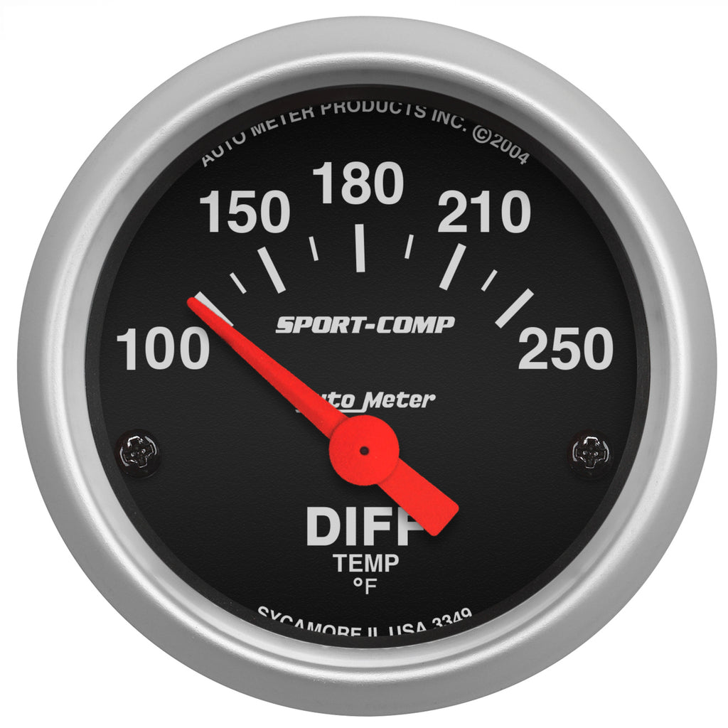 AutoMeter 3349 GAUGE, DIFFERENTIAL TEMP, 2 1/16", 100-250?F, ELECTRIC, SPORT-COMP