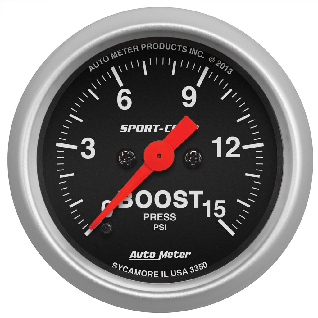 AutoMeter 3350 GAUGE, BOOST, 2 1/16", 15PSI, DIGITAL STEPPER MOTOR, SPORT-COMP