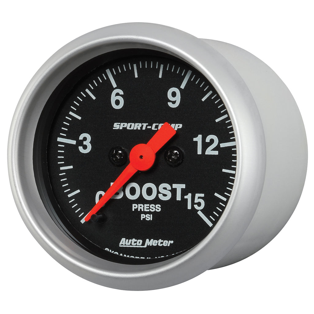 AutoMeter 3350 GAUGE, BOOST, 2 1/16", 15PSI, DIGITAL STEPPER MOTOR, SPORT-COMP