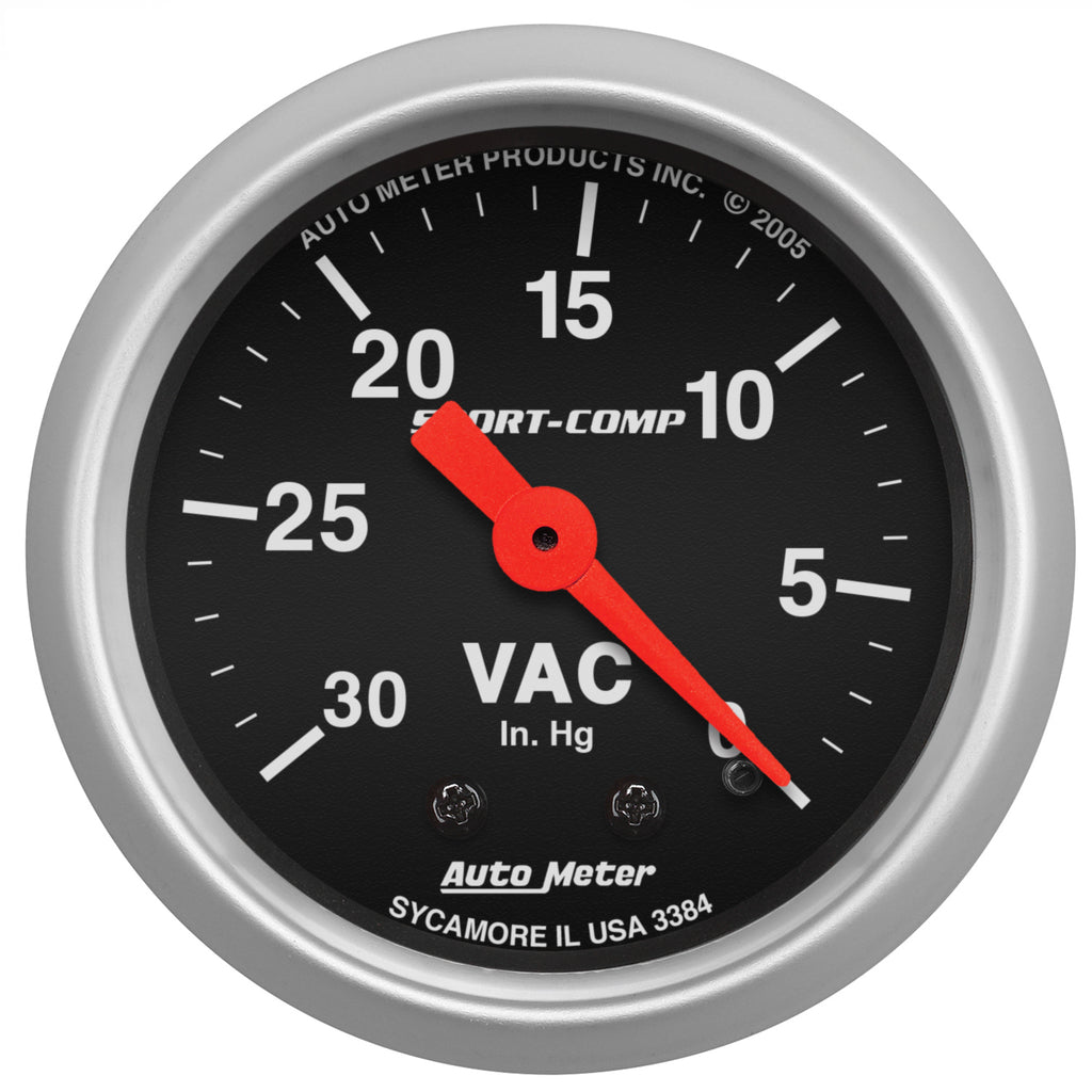 AutoMeter 3384 GAUGE, VACUUM, 2 1/16", 30INHG, MECHANICAL, SPORT-COMP