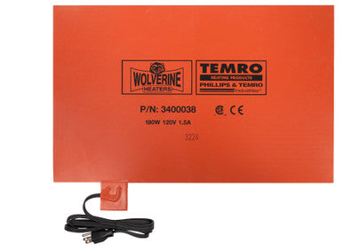 Zerostart 3400038 Silicone Pad, Battery - 180W, 120V, 1.5A - 13"(33 cm) x 20-1/2"(52 cm) CSA/CE